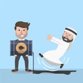 Arabic Businessman Slipped By Oil Illustration Design Royalty Free Stock Photo