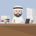 Arabic Businessman Work Many Tasks Color Illustration Royalty Free Stock Photo