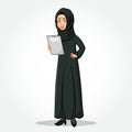 Arabic Businesswoman cartoon Character in traditional clothes holding a clipboard