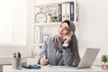 Arabic businesswoman in hijab working at office Royalty Free Stock Photo