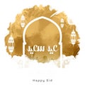 Arabic calligraphy of an eid greeting, happy Eid al adha, EID Al fitr, Eid Mubarak beautiful greeting card digital art background