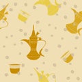 Traditional Arab Coffee Vector Seamless Pattern Royalty Free Stock Photo