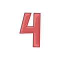 The Arabic color numeral is 4. Vector number in cartoon style