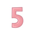 The Arabic color numeral is 5. Vector number in cartoon style