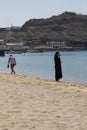 An Arabic couple at the beach in Aden