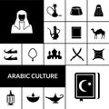 Arabic culture black icons set