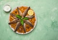 Arabic dish of rice and fried fish. Fish Kabsa.