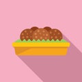 Arabic falafel icon flat vector. Cooking plate