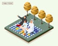 Arabic Family Isometric Composition Royalty Free Stock Photo