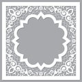 Moroccan carved style openwork vector frame or border design with corners - perfect for greeting card or wedding invitation in whi Royalty Free Stock Photo