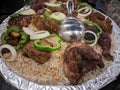 Arabic food, mandi rice with grilled chicken