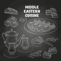 Arabic Food. Middle Eastern sweets and tea Royalty Free Stock Photo