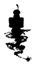 Arabic genie lamp black silhouette isolated on white background. Outline of figure of hero of Eastern fairy tales. Vector Royalty Free Stock Photo