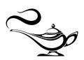 Arabic genie lamp. Vector black silhouette. Royalty Free Stock Photo