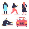 Arabic girl in different situations, in hijab