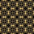 Arabic glitter pattern in gold on black background, seamless pattern shimmer sparkling background for design