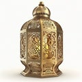 Arabic gold vintage luminous lantern, created with generative AI Royalty Free Stock Photo