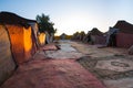 Arabic haimas camp with carpets at dawn Royalty Free Stock Photo