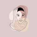 Arabic Hijab Woman. Modern Abstract Fashion Face Muslim Girl perfect for Social Media Templates, Wall Art, Posters. Vector Illustr Royalty Free Stock Photo