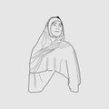 Arabic Hijab Woman. Modern Abstract Fashion Face Muslim Girl perfect for Social Media Templates, Wall Art, Posters. Vector Illustr