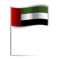 Arabic illustration with uae flag on white background. Emirates flag on a stick. Vector illustration. EPS 10. Royalty Free Stock Photo