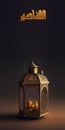 Arabic Islamic Calligraphy of Wish (Allah Is The Greatest) And 3D Render of Illuminated Arabic Lamp On Dark Royalty Free Stock Photo