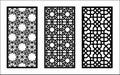 Arabic islamic decorative wall, screen, panel pattern with stars. Vector template kit. Set of decorative vector panels