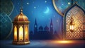 Arabic islamic pattern background with lamp ramadan kareem Royalty Free Stock Photo