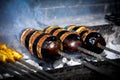 Arabic KEBAB BATINJAN grill on coal outdoor | Mashawi Kabab & Tawook Royalty Free Stock Photo