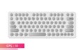 Arabic keyboard in light colors with gray and round keys, and symbols. Realistic design. The Arabic alphabet. On a white