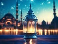 Arabic lantern beautiful background with blank space for write quote for the Muslim feast of the holy month of Ramadan