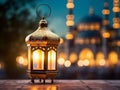 Arabic lantern beautiful background with blank space for write quote for the Muslim feast of the holy month of Ramadan