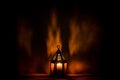 Arabic lantern with candle at night for Islamic holiday. Muslim holy month Ramadan. Royalty Free Stock Photo