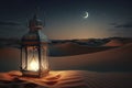 Arabic lantern desert night background for Muslim holy month Ramadan Kareem