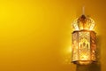 Arabic lantern glowing on yellow backgrounds