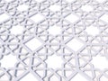 Arabic latticework with white background and white drawings 3d representation
