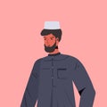 Arabic man in traditional clothes arab male cartoon character portrait