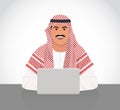 Arabic man working with laptop