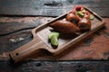 Arabic meat appetizer kibbeh on rustic wooden table