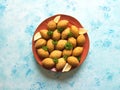 Arabic meat appetizer Kibbeh. Traditional Arabic kibbeh with lamb and pine nuts