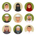 Arabic men and women of all ages portraits in circles Royalty Free Stock Photo