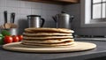 Arabic naan roti paratha food. on kitchen countertop.