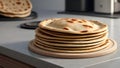 Arabic naan roti paratha food. on kitchen countertop.