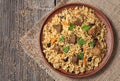 Arabic national rice food called pilaf cooked with