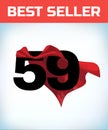 Arabic number fifty nine in the red cloak of the winner of the super hero. - Vector