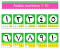 Arabic numbers 1-10. Set of colorful icons with arabic numbers. Vector illustration.