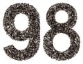 Arabic numeral 98, ninety eight, from black a natural charcoal,