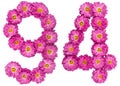 Arabic numeral 94, ninety four, from flowers of chrysanthemum, i