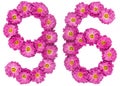 Arabic numeral 96, ninety six, from flowers of chrysanthemum, is