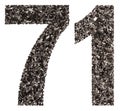 Arabic numeral 71, seventy one, from black a natural charcoal, i